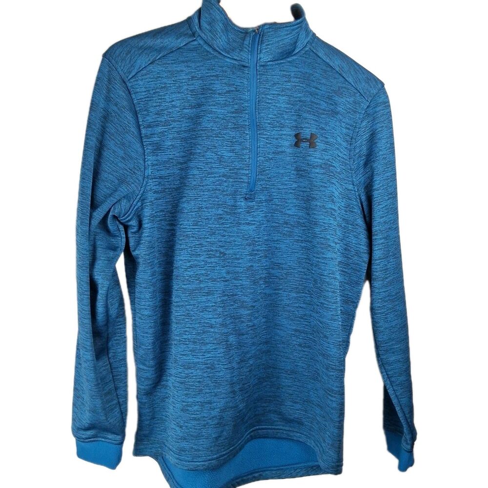1/4 Zip Pullover Men’s Medium Under Armour Coldgear Blue Fleece Lined Long Slv